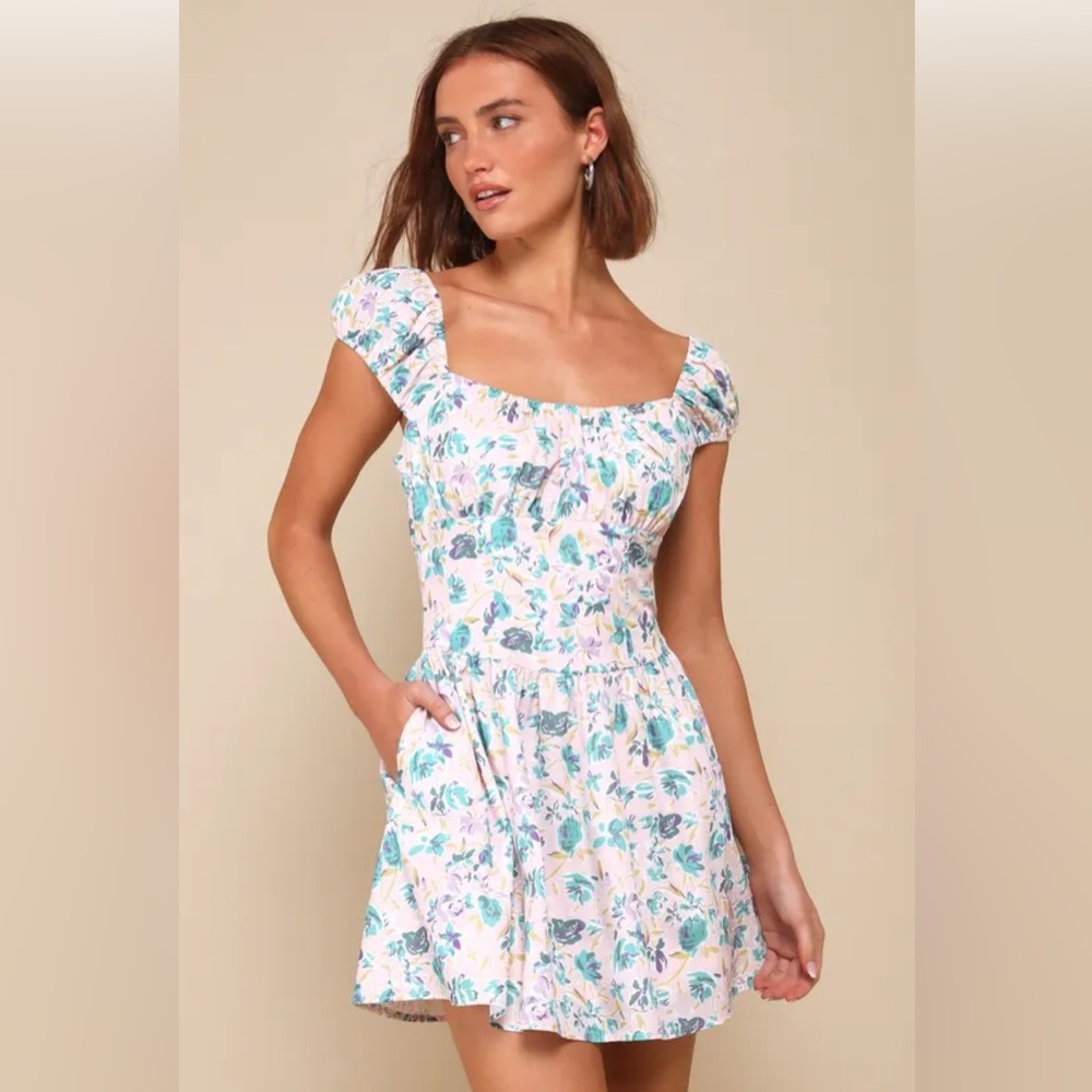 NWT Lulus Pink Floral Instinctive Cutie Mini Dress w/Pockets | Size XL